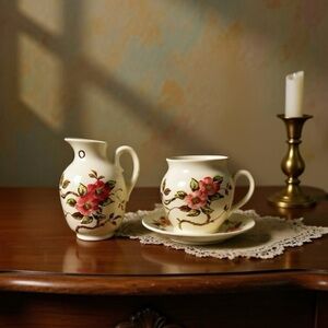 Vintage Nasco “Springtime” Creamer and Jam Jar Set-Mid-20th Century-Japan